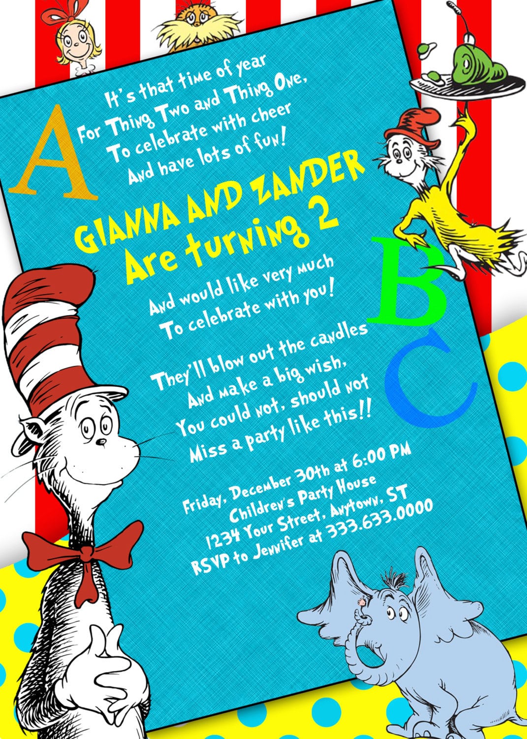 Dr Seuss Invitation Template â Einmaleinshaus Com